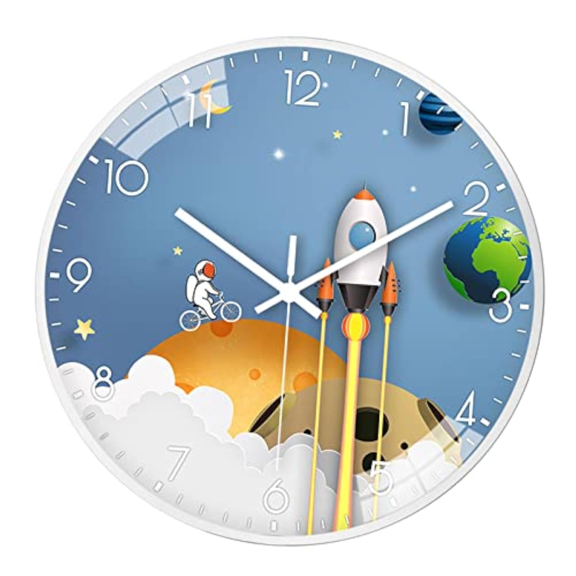 Astronaut Wall Hanging Clocks Non Ticking Quiet Space Decorative Clock